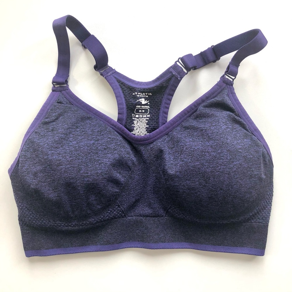 Athletic Works Purple Heathered Racerback Sports Bra
